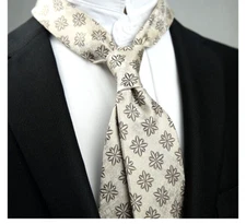 New Classic Polka Dot Black Beige JACQUARD WOVEN 100% Silk Men's Necktie Tie