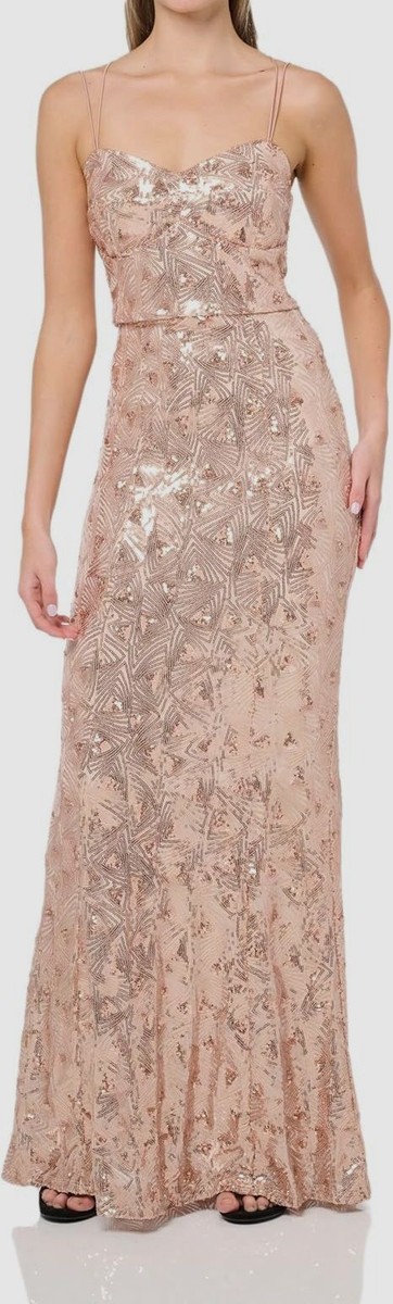 speechless gold dress Women's Juniors Sequins Sweetheart Sleeveless Gown Size 9 cat:bd