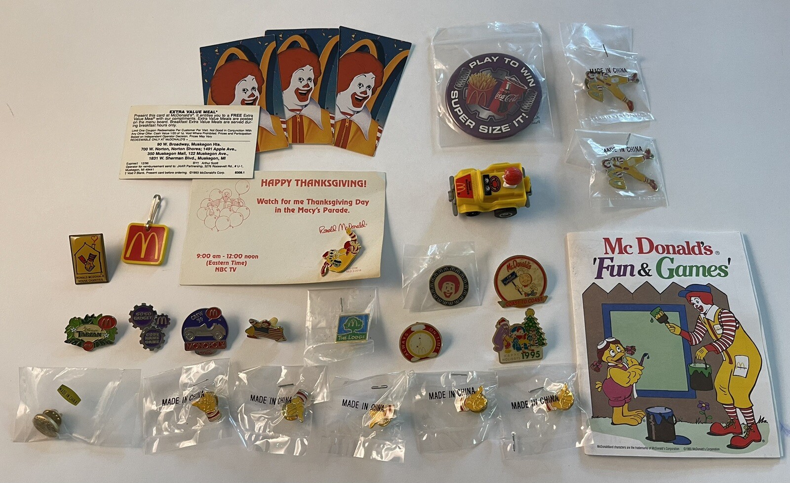 Lot of Various McDonald's Vintage Lapel Pins Macy’s & Extra Value Meal