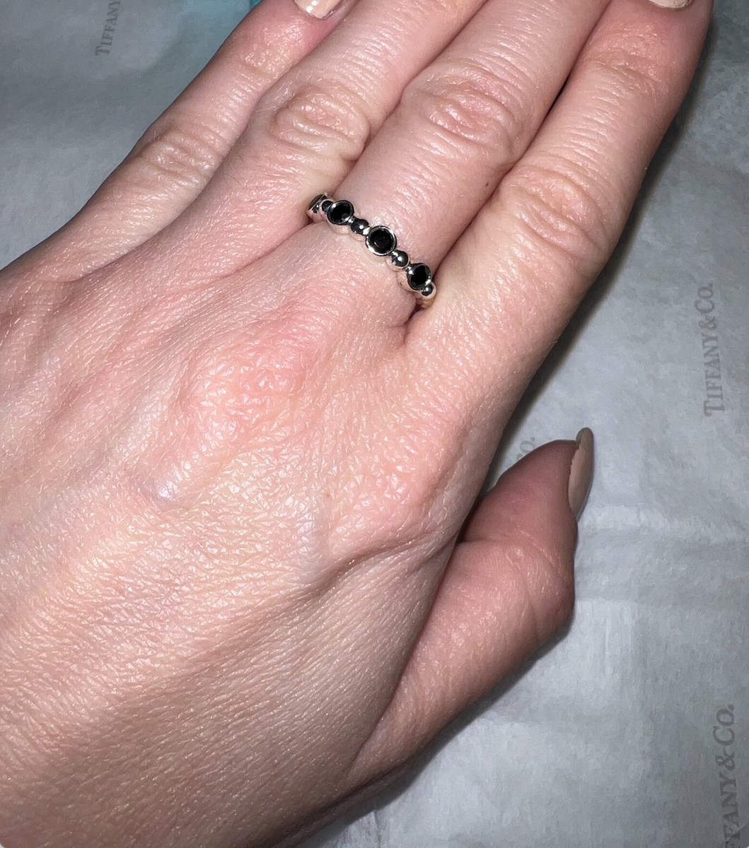 Tiffany & Co. Sterling Silver, Size 6, Black Spinel Band Tiffany & Co. Sterling Silver, Size 6, Black Spinel Band