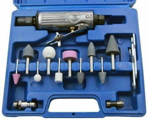 US PRO 15pc MINI 1/4" AIR DIE GRINDER SET 8419 25,000 RPM WITH GRINDING STONES - Image 2 of 4
