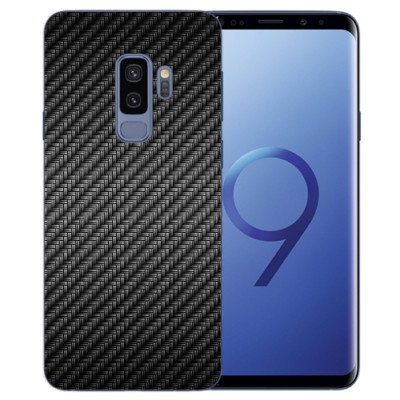 Handy Hülle Silikon TPU für Samsung Galaxy S9 Plus mit Bilddruck Carbon Optik
