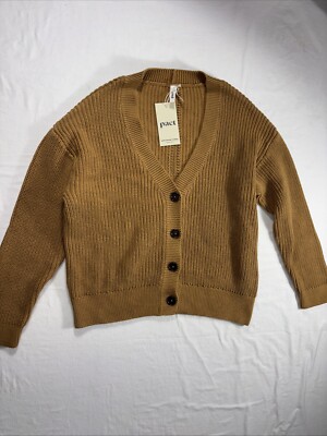 Pact Cardigan Sweater Womens M Brown Long Sleeve  Casual