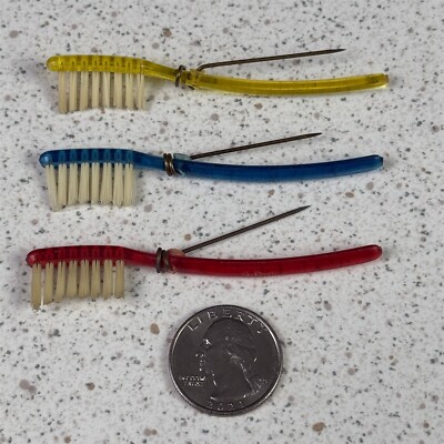 Lot of 3 Dr. Best Toothbrush Dutch VTG Stick Pin Badge Pins #49353