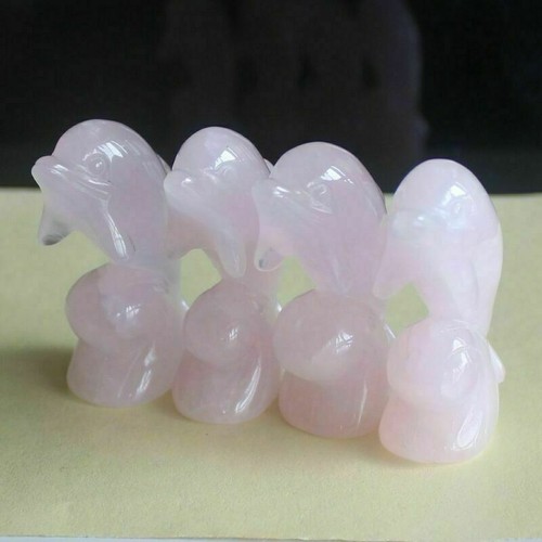 2'' Carved mixed gemstone crystal rose quartz opalite dolphin animal figurine - Picture 12 of 19