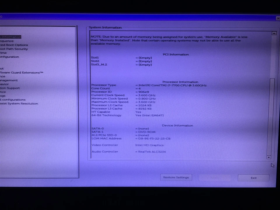 Dell Optiplex 3050 Intel Core i7-7700 3.60GHz 8GB RAM - No HDD or SSD - Image 3 of 4