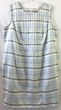 Expressions Plus Womens Blue Plaid Sleeveless Dress Size 20 New