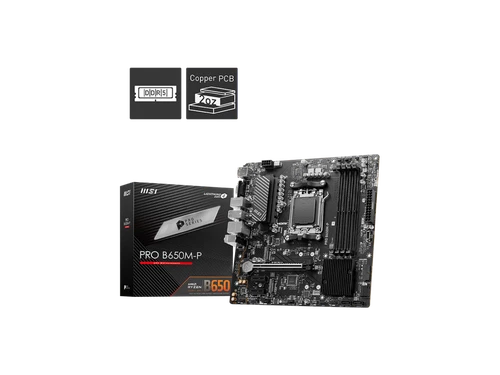 MSI PRO B650M-P AM5 Ryzen 7000 DDR5 SATA 6G 2x M.2 2.5G LAN 7.1 Audio mATX Mothe