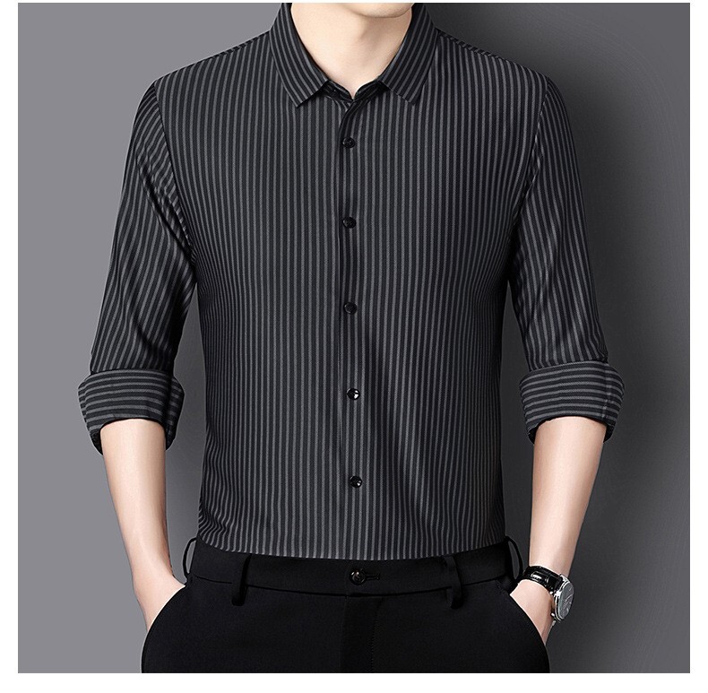 Camicie Uomo Bottoni Manica Lunga Fila Camicia Gratis Regular Business Fit Uomo