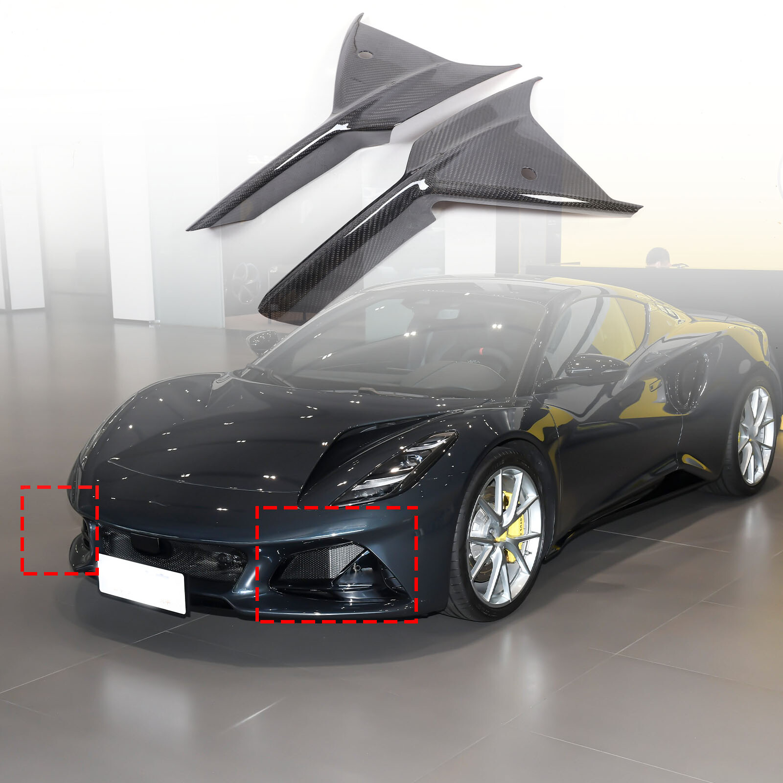 Real Carbon Fiber Front Bumper Camera Cover Trim For Lotus EMIRA 2021-2025