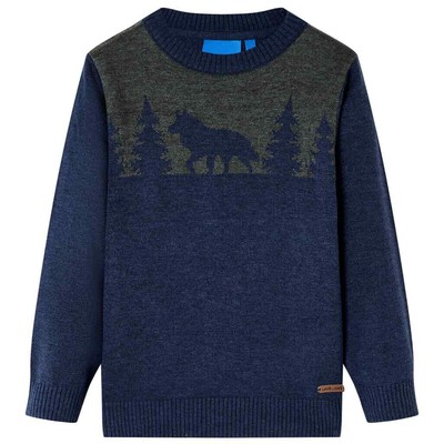 Kinderpullover Gestrickt Pullover Kinder Langarm Pulli Sweatshirt Marineblau vid