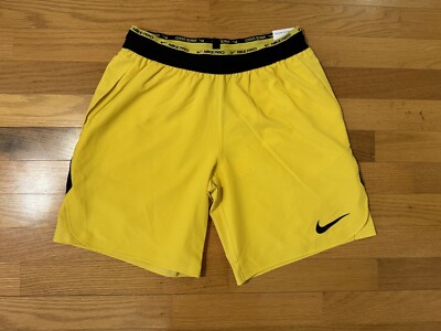 New M Nike Pro Dri-Fit Flex Training Gym 8  Shorts Yellow Black DD1700-709 Men