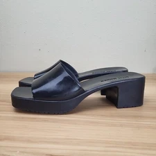 Steve Madden Womens Harlin HARL08S1 Black Block Heel Slide Sandal Sz 10M