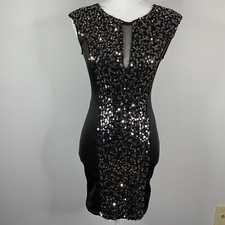 Arden B Dress Bodycon Women Small Sequin Black Sleeveless Made in USA Y2K 90s