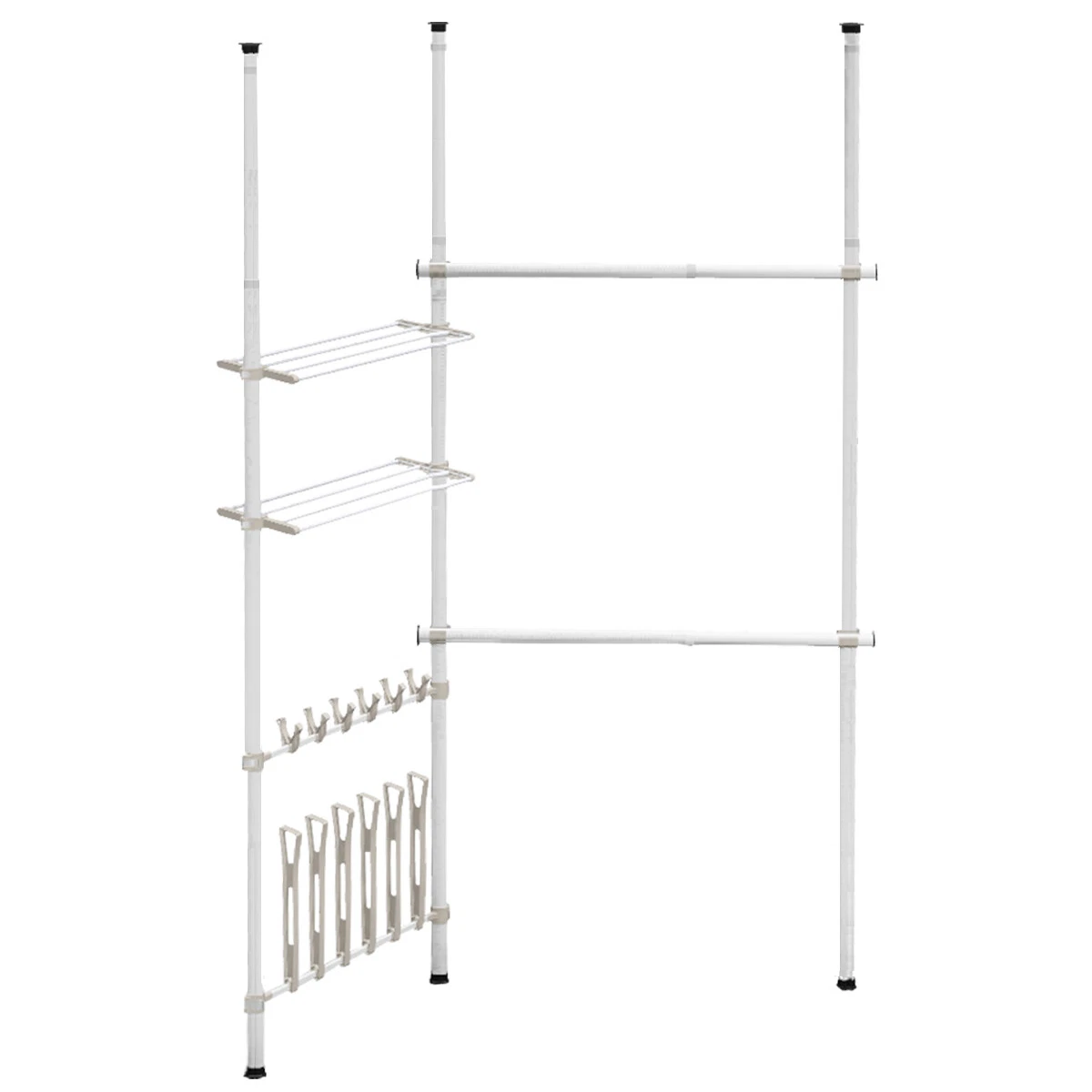 Real Living Matte Black 2-Tier Rolling 4-Wheel Garment Rack