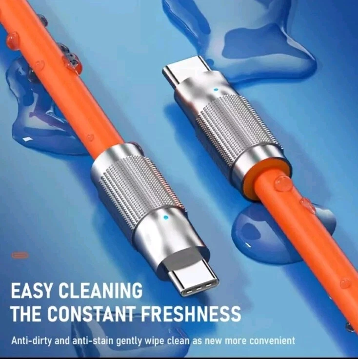 Chubby Orange Silicone Fast Charging Cable, USB C to USB-C Cable, 3.3 Feet, 100W - Image 4 of 4