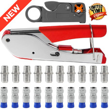 Coaxial Compression Tool Kit Crimper Wire Stripper TV Coax Cable CCTV Repair New