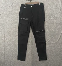 Daily Paper Cargo Pants Mens Sz M (32 x 30) Black Removable Logo Flap Pockets