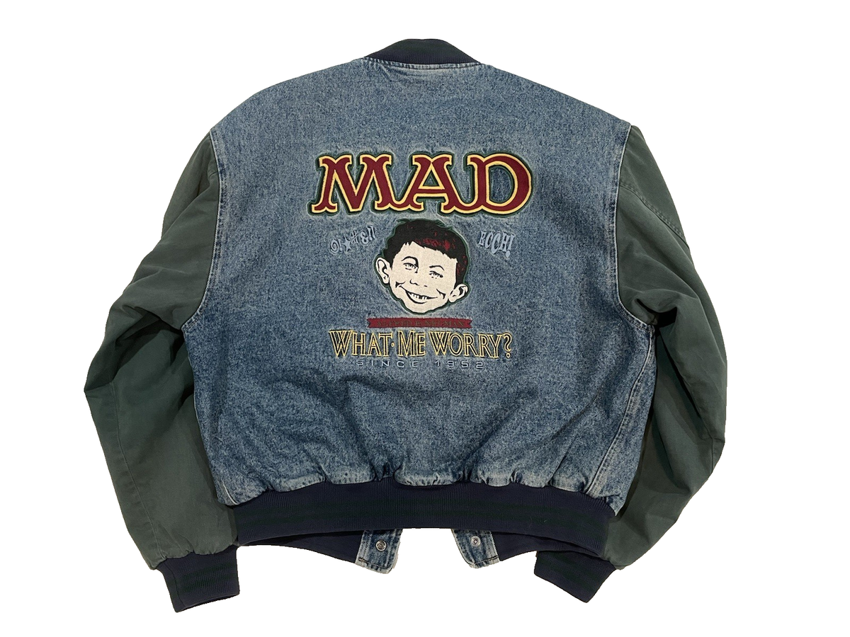 Vintage MAD Magazine Denim Varsity Jacket Men's Medium Alfred E