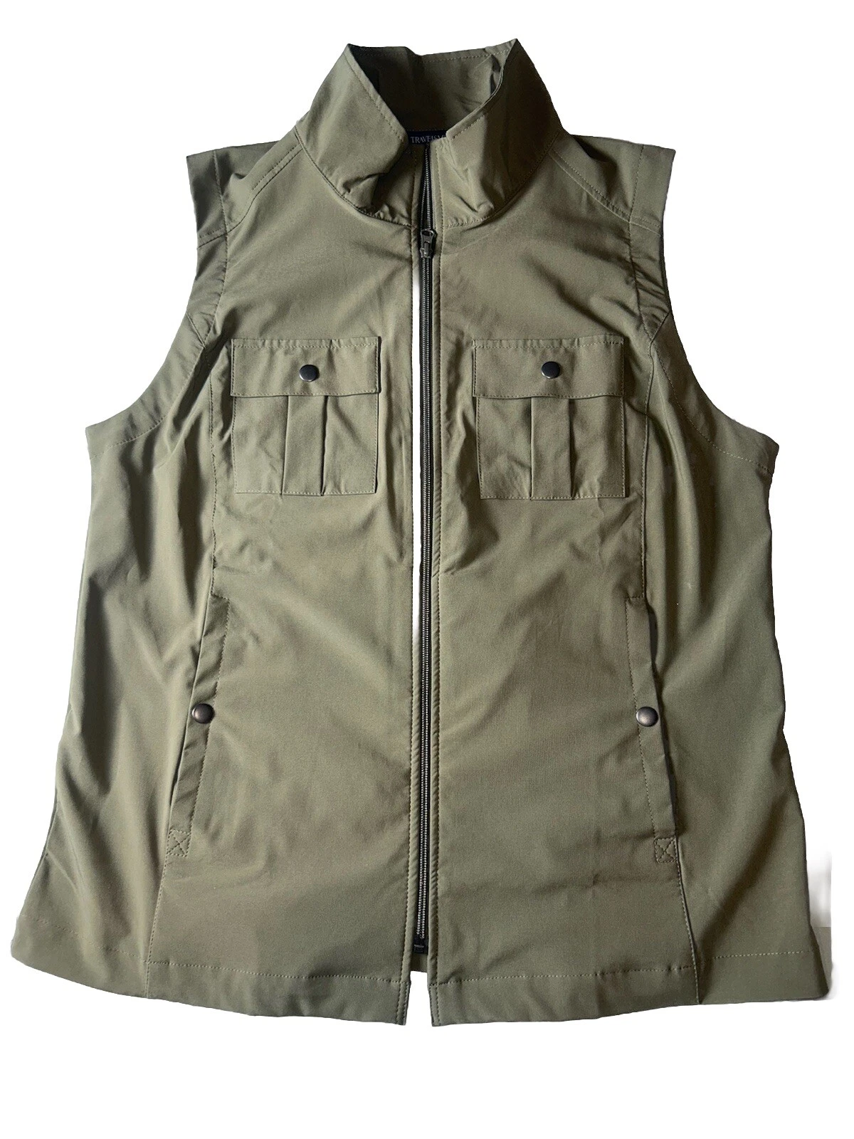 Travelsmith Vest Mens Large Green Hiking Hunting Fishing Zip Pocket Outdoor