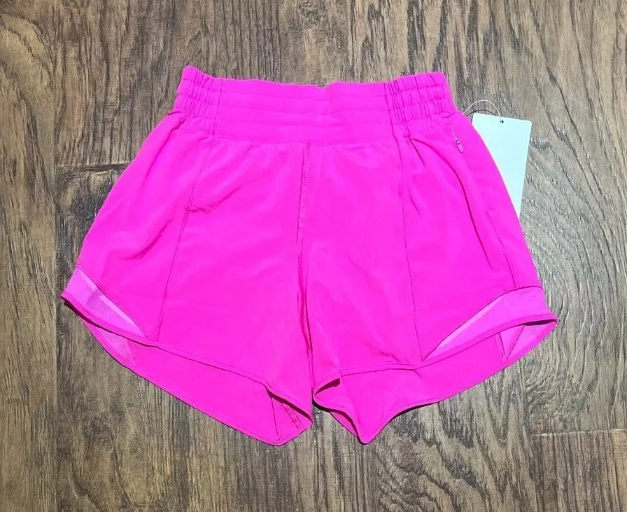 NEW Women Lululemon Hotty Hot High-Rise Lined Short 4 Pow Pink