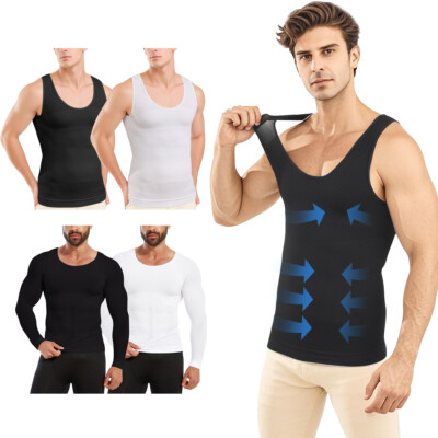 2Er Herren Body Shaper Schlankheits Bauch Weste komprimiert Tank Top Ärmelloser