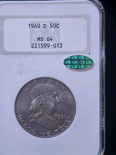 CAC 1960-D Franklin Half Dollar PCGS MS64