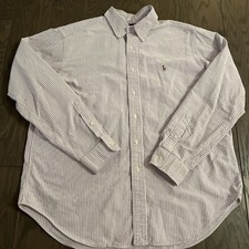 Ralph Lauren Mens Polo Button-Down Oxford Shirt Purple Striped Classic Fit XL