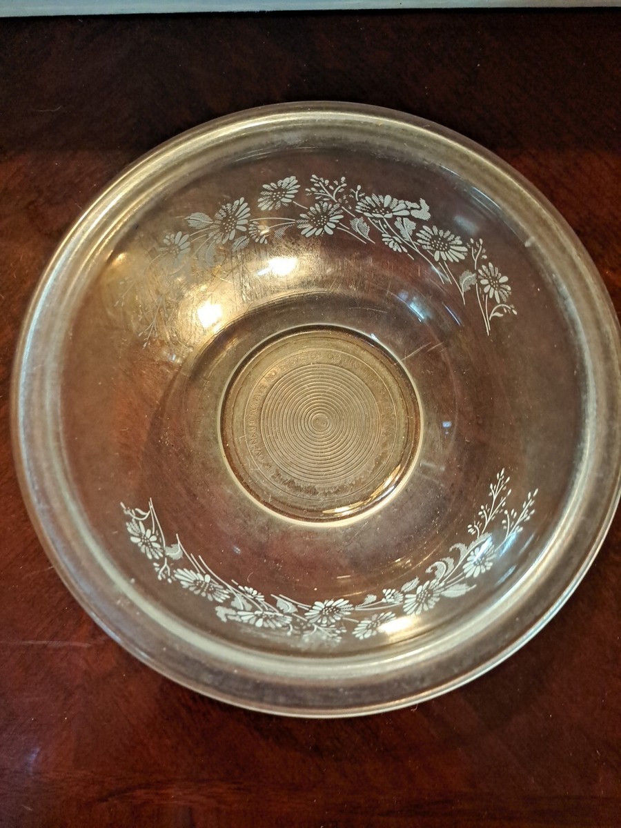Vintage PYREX Clear Nesting Mixing Bowl Colonial Mist White Daisy