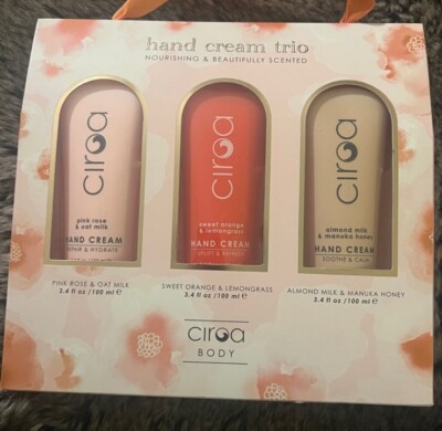 Ciroa Hand Cream TRIO Pink Rose & Oak Milk/Sweet Orange & Lemongrass/Almond Milk