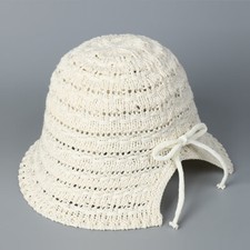 Femme Respirant Élégant Tricot Noeud Pêcheur Chapeau Creusé Été Plage Soleil