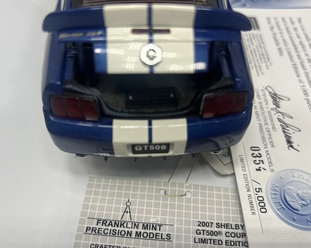 Franklin Mint 2007 Shelby Mustang GT500 Coupe Blue/White LE