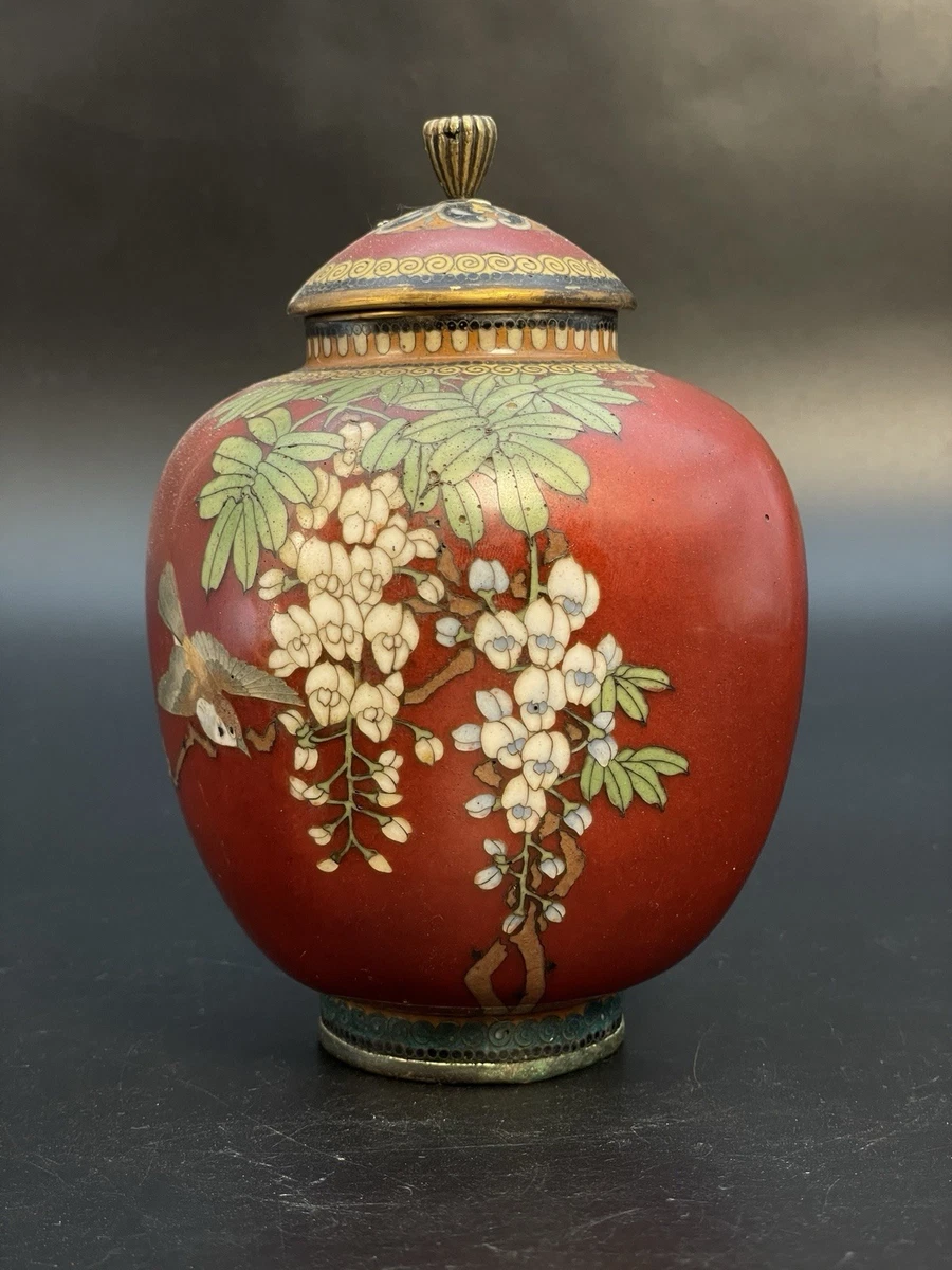 红色日本古董花瓶| eBay