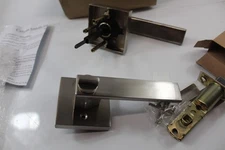 Lock Set Privacy Bed / Bath Brushed Nickel Finish Square Lever Design