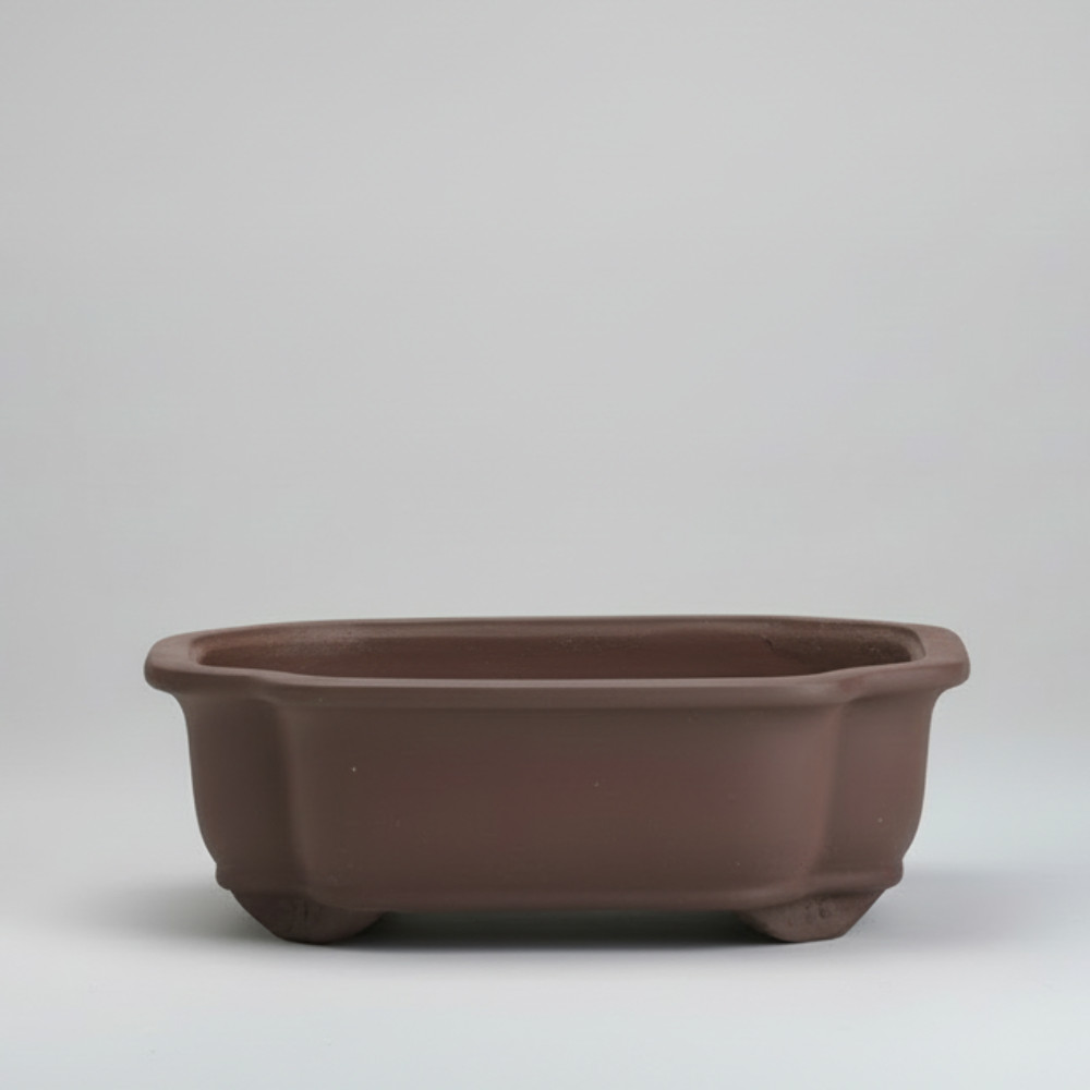 20cm Unglazed Bonsai Pot | Floral | 20cm x 17cm x 8cm | Brown