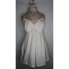 Vintage Victoria's Secret 2002 White Cotton Lace Babydoll Nightgown Y2K Womens M