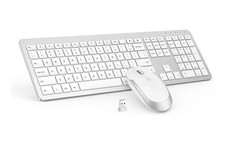 Combo Wireless Keyboard Mouse, Slim Thin, Quiet, Full-Size Adjustable DPI 2.4G