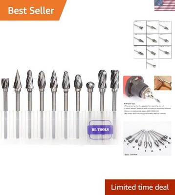 10-Piece Tungsten Carbide Rotary Burr Set for Precision Metal & Wood Crafting