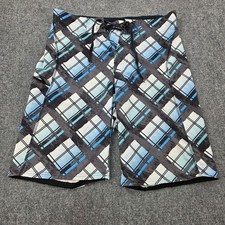 Burnside Plaid Board Shorts Swim Trunks Surfing Water Sports