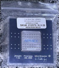 Geiger APMEX 1 oz .999 Silver Square Bar in Sealed Assay Some Toning #AV476442