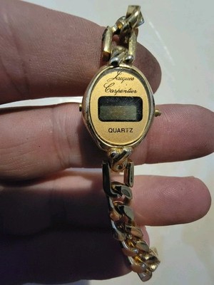 Jacques Carpentier Digital Wristwatch Gold Tone Band Round Watch Vintage 