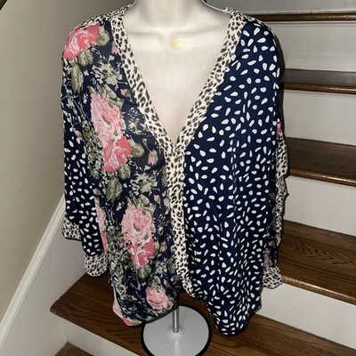 UMGEE Boutique Loose Fit Sheer Top Sweetheart Rose Polka Dot Size XL nwot  390