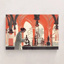 Vintage Lab Scientist illustration Poster | 40-50s  Art | 11x14 / 20x30 / 24x36