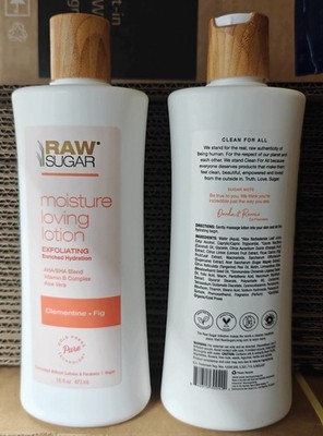 2x Raw Sugar Clementine & Fig Exfoliating Body Lotion 16 oz NEW Cold Press Tech