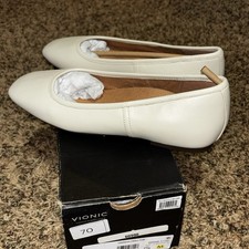 Vionic Women's Orinda Cream Square Toe Slip On Ballet Flat Size 7.5 M New