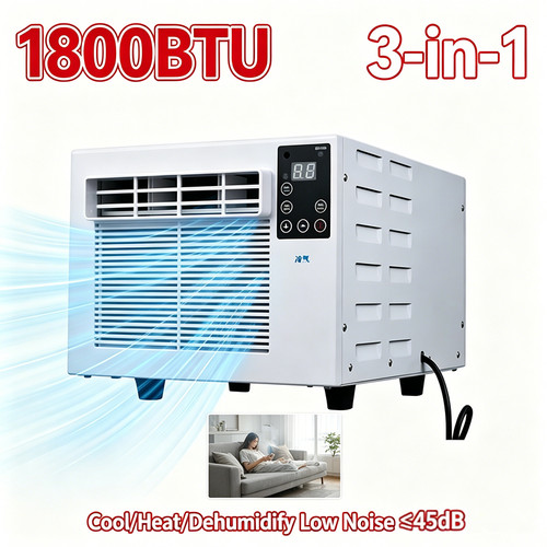 1800BTU Portable Air Conditioner Cool Heat Dehumidify Low Noise UK Plug