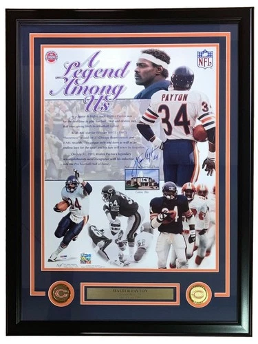 Walter Payton Signed Framed 16x20 Chicago Bears Legend Among US Photo PSA LOA