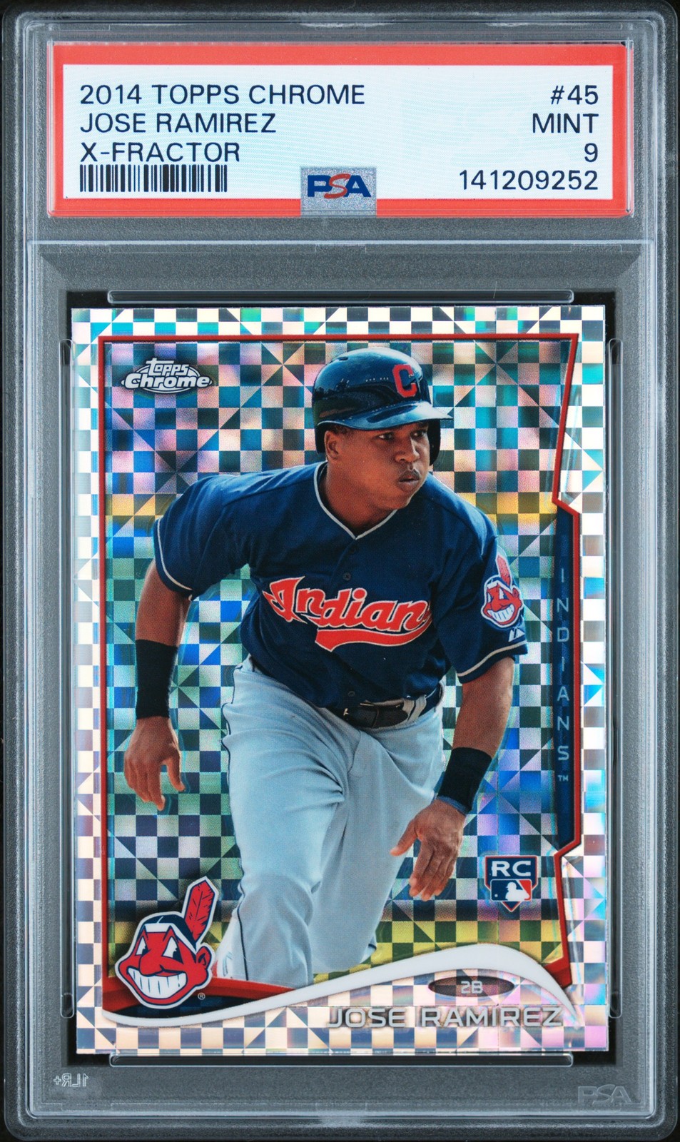 2014 TOPPS CHROME X-FRACTOR #45 JOSE RAMIREZ ROOKIE RC PSA 9