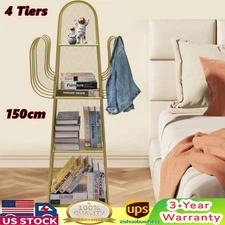 4-Tier Cactus Bookcase Storage Organizer Metal Ladder Bookshelf Cute Bookshelves