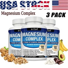 3PCS Magnesium Complex 1000mg 7 Types for Sleep Muscle Bone 270 Capsules